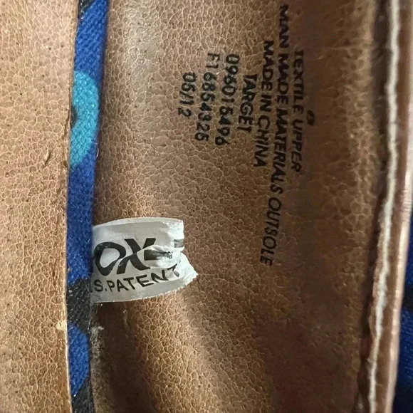 MERONA LOAFER FLAT FLOWER PRINT SHOES BLUE AND TAN FAUX LEATHER TRIM SIZE 8 - Picture 9 of 10